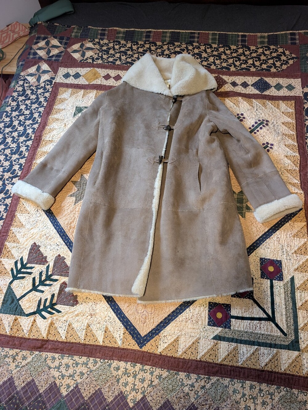 Gerard Darel Brown Hooded Lamb Toggle Coat Mid-Length Lined Women’s 40